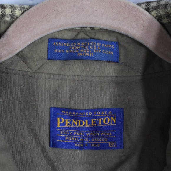 Vintage! Pendleton Wool Elbow Patch Flannel Button-Down Shirt Size XL - Picture 4 of 9